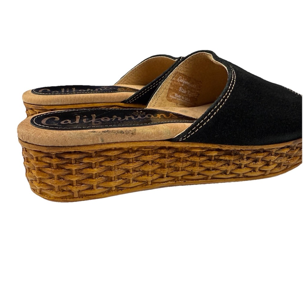 Californians USA handmade Margot Black Suede sandals Women's Size 7 - Picture 4 of 9
